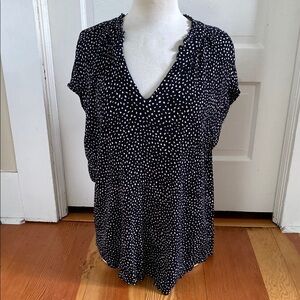 Studio B Bobeau‎ Crinkle Black and White Polka Dot Women's Top 2X